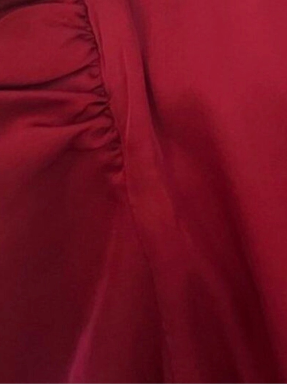 PatBO Ruby Red Satin Ruched Mini Dress Long Sleeve Deep V-Neck Size 8 - Picture 4 of 7
